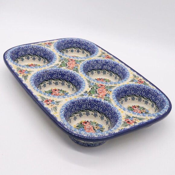 Ceramika Artystyczna Polish Pottery Muffin Pan Butterfly Meadow K. Deptula 3764 - Picture 6 of 6
